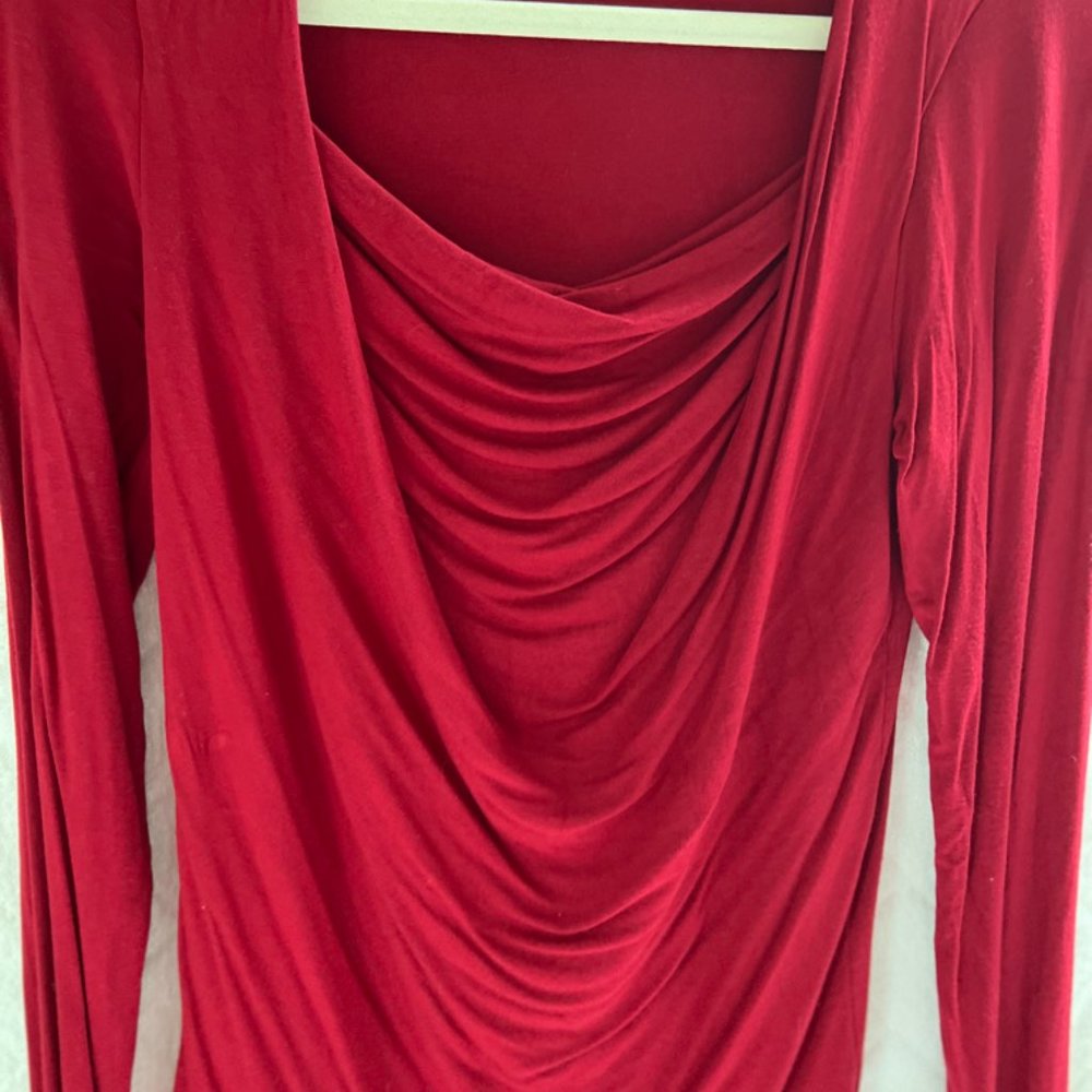 CAbi Women's red rayon draped-style top